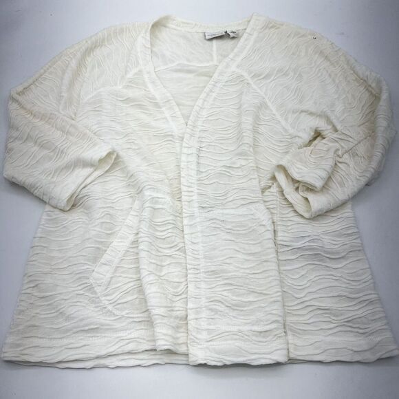 Chicos Off White Textured Open Cardigan Size 2 (L) - Picture 1 of 3